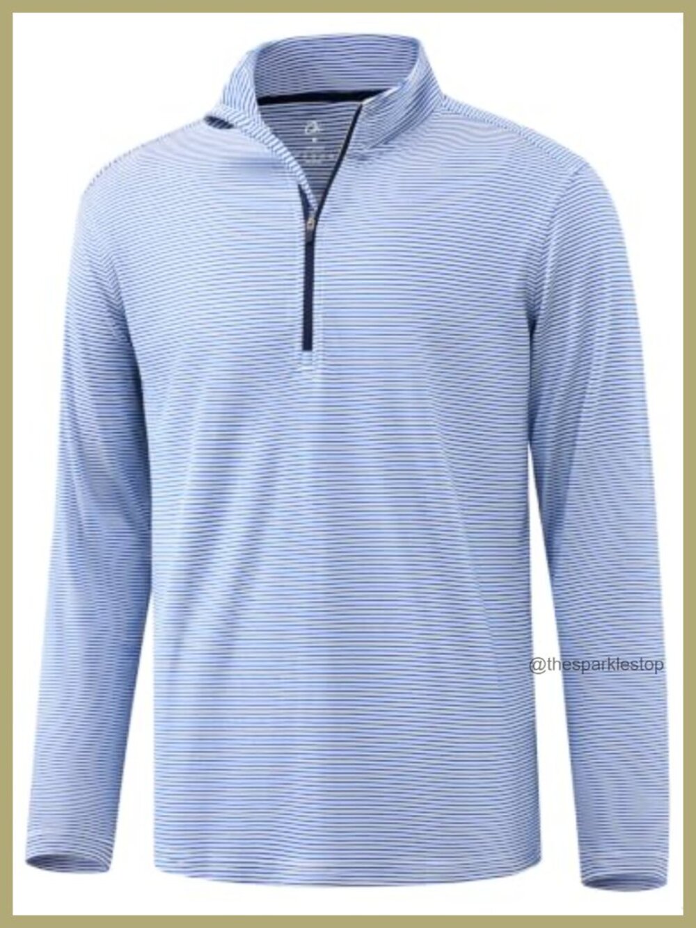 Men's Striped Golf Quarter Zip Pullover Lightweight Polyester Sweatshirt